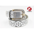 Quilsliver hollow out leather shiny belt